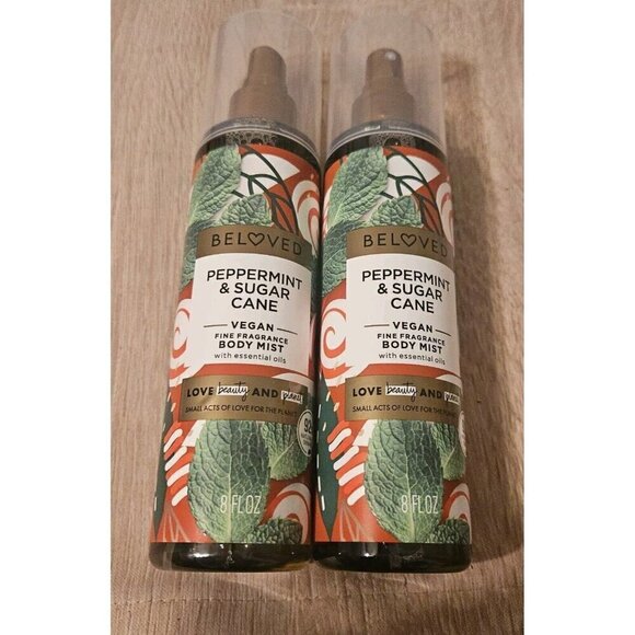 Beloved Other - Lot Of 2 Beloved Fragrance Body Mist Peppermint & Sugar Cane 8oz New
